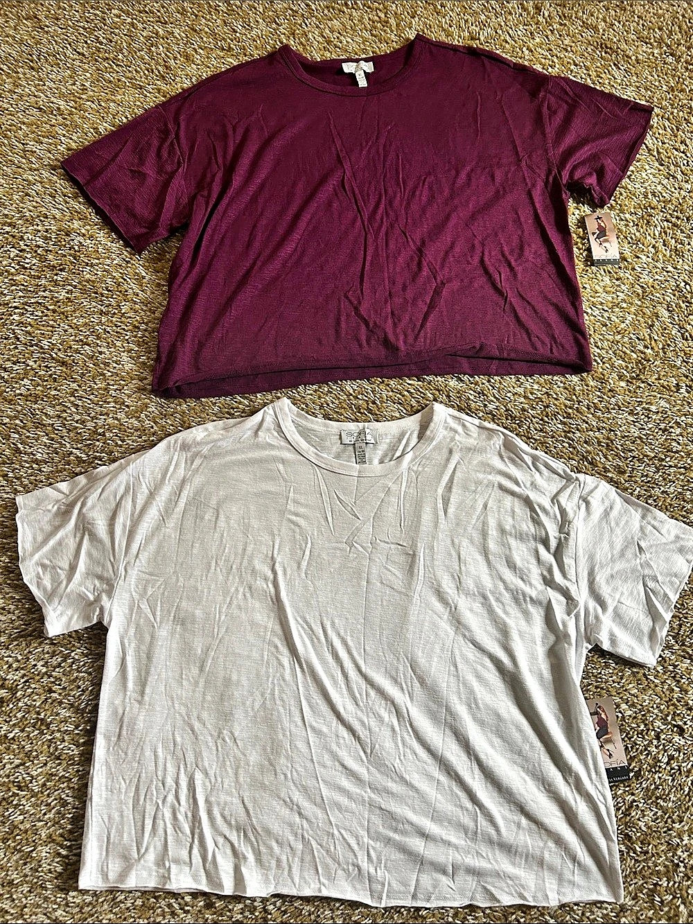 Sofia Vergara Short Sleeve T-Shirt 2-Pack in Purple & White